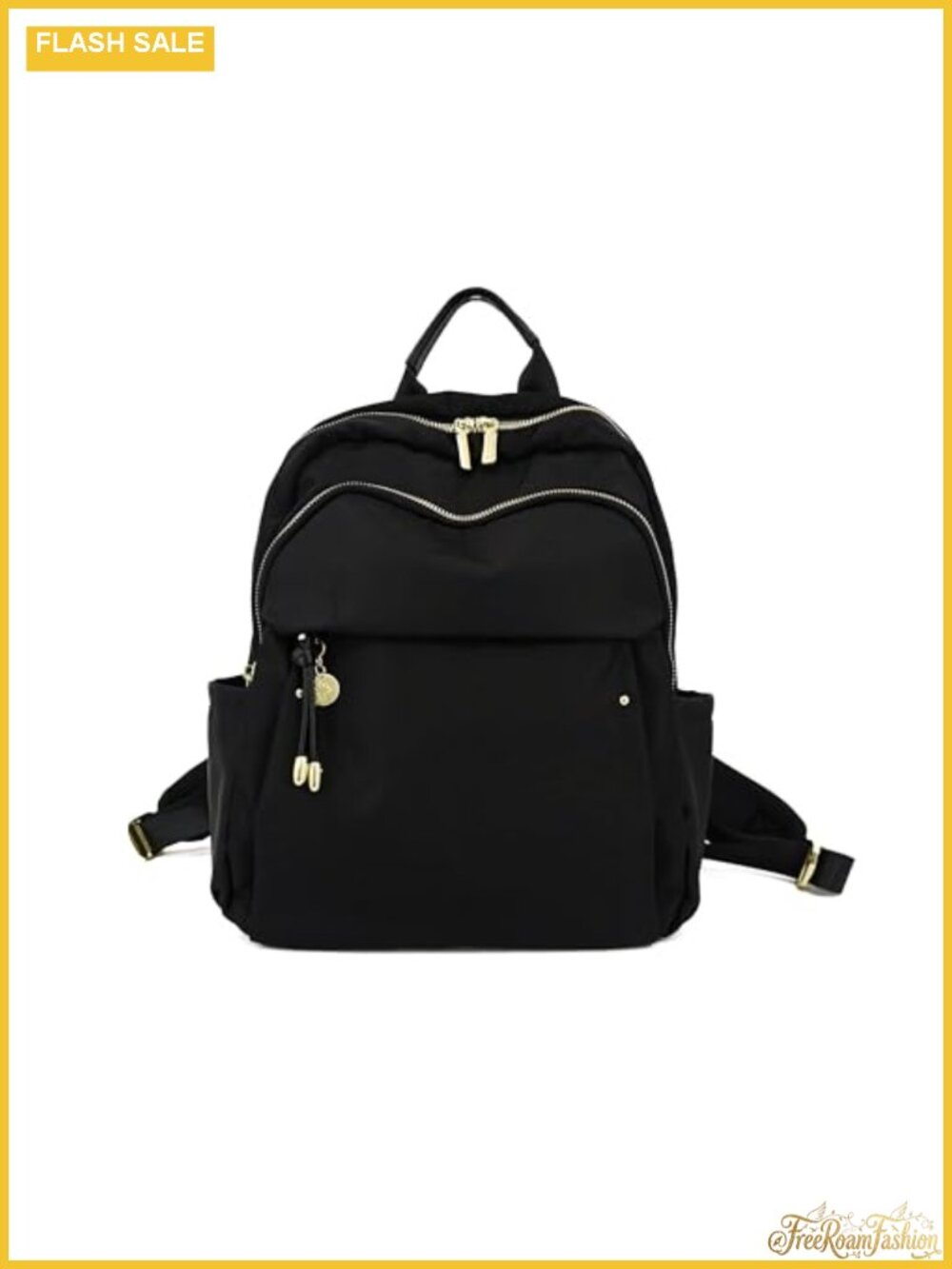 Women's Nylon Fashion Backpack Purse Gold Hardware Daypack